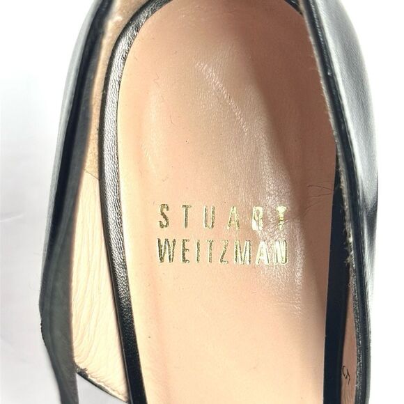 Stuart Weitzman Black Leather D'Orsay Pumps Heels Grosgrain Cross Strap US 5 - Picture 11 of 13